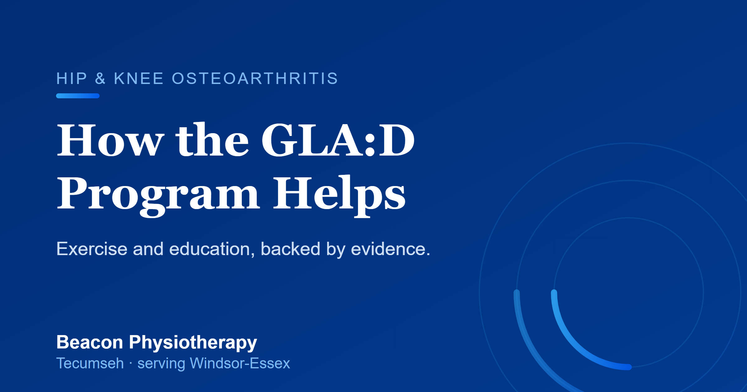 GLA:D exercise program for hip and knee osteoarthritis at Beacon Physiotherapy in Tecumseh